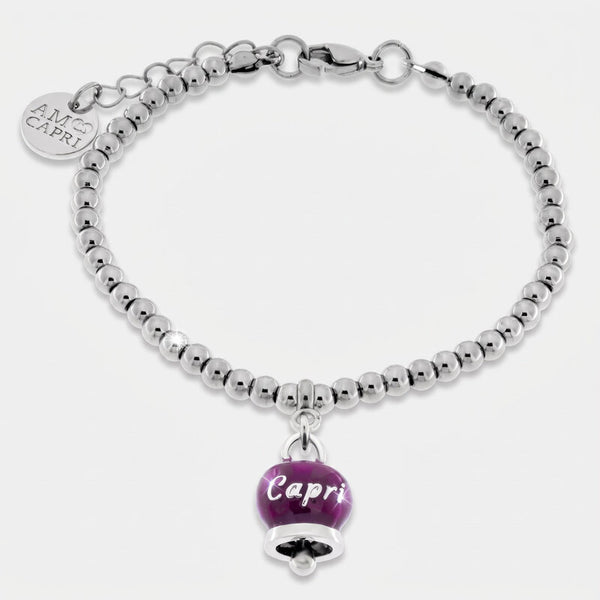 Bracciale in acciaio con campanella Capri | ciondolo per laurea | BYSIMON