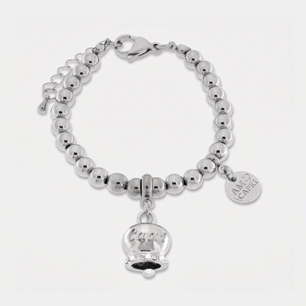 Bracciale in Acciaio con campanella con scritta Capri | gioielli in acciaio | BYSIMON