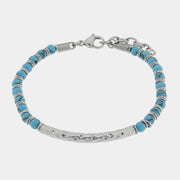 Bracciale in Acciaio con sfere turchesi - BYSIMON gioielli