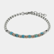 Bracciale in Acciaio con sfere turchesi