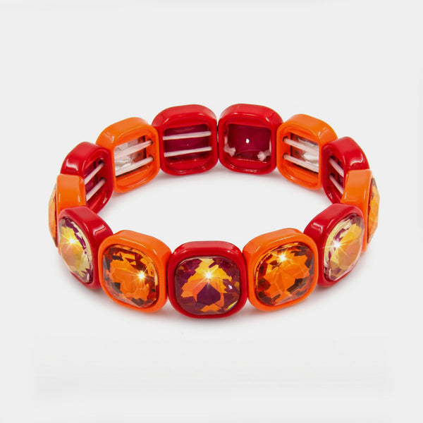 Bracciale in Acciaio con cristalli rossi - BYSIMON gioielli