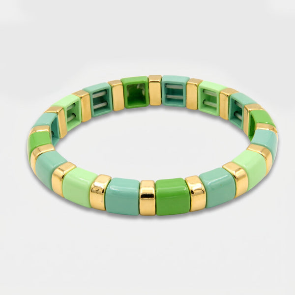 Bracciale in Acciaio con sfere verdi - BYSIMON gioielli