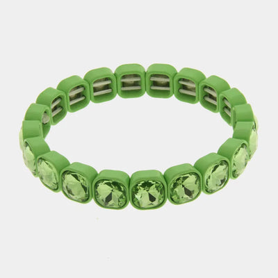 Bracciale in Acciaio con cristalli verdi