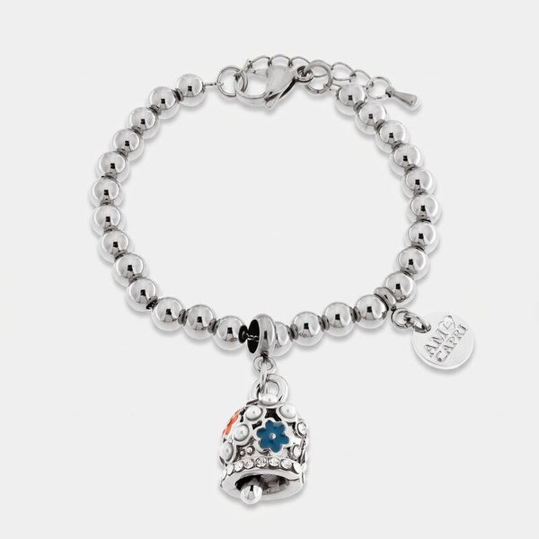 Bracciale in Acciaio Inossidabile campanella con perle e fiori rossi e blu | gioielli in acciaio inossidabile | BYSIMON