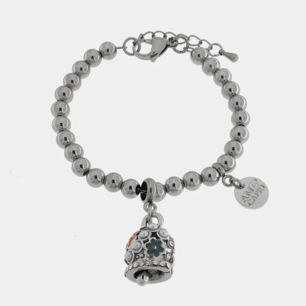 Bracciale in Acciaio Inossidabile campanella con perle e fiori rossi e blu | gioielli in acciaio inossidabile | BYSIMON