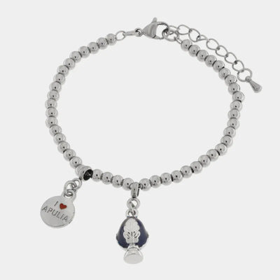 Bracciale in Acciaio pumo portafortuna pugliese blu BYS - gioiello BySimon