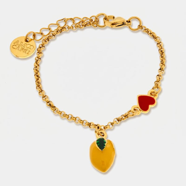 Bracciale in Acciaio con limone e cuore rosso - BYSIMON gioielli