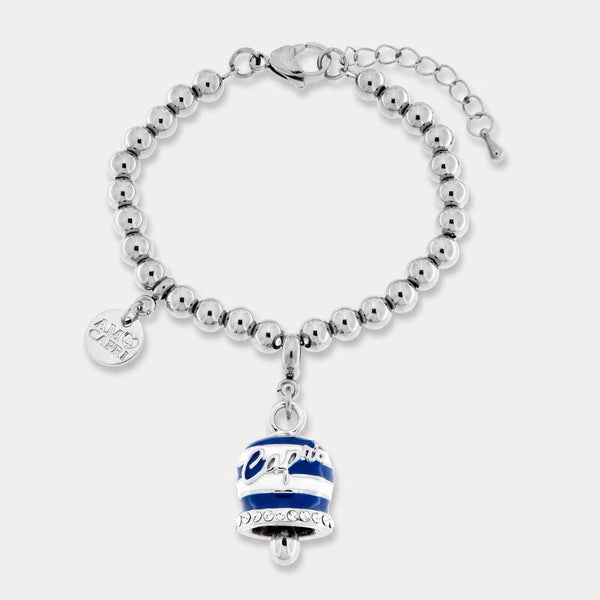 Bracciale in Acciaio Inossidabile campanella Capri con strisce blu | gioielli in acciaio inossidabile | BYSIMON