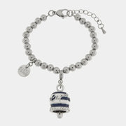 Bracciale in Acciaio campanella Capri con strisce blu - BYSIMON gioielli