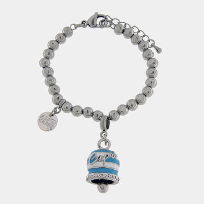 Bracciale in Acciaio campanella Capri con strisce azzurre - gioiello BySimon