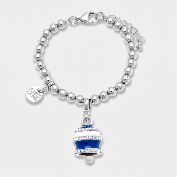 Bracciale in Acciaio campanella Capri con strisce blu - gioiello BySimon