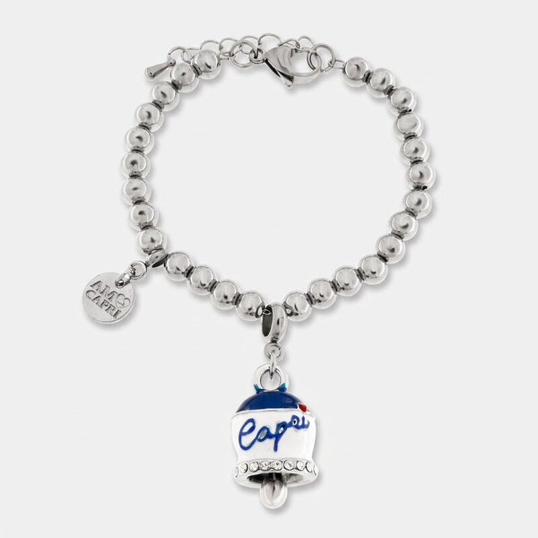 Bracciale in Acciaio campanella Capri con strisce blu - gioiello BySimon