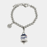 Steel Capri bell bracelet with blue stripes