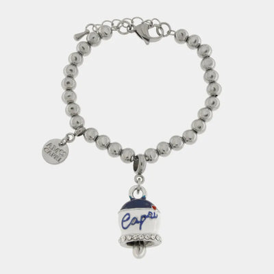 Bracciale in Acciaio campanella Capri con strisce blu - gioiello BySimon