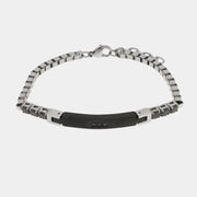 Bracciale in Acciaio catena con dettaglio nero