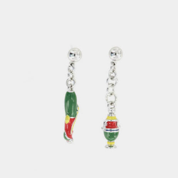 Orecchini in Metallo con simboli carte siciliane pendenti impreziosite da smalti - BYSIMON gioielli