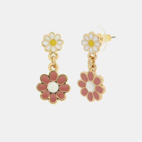 Orecchini in Metallo con margherite rosa e bianche - BYSIMON gioielli