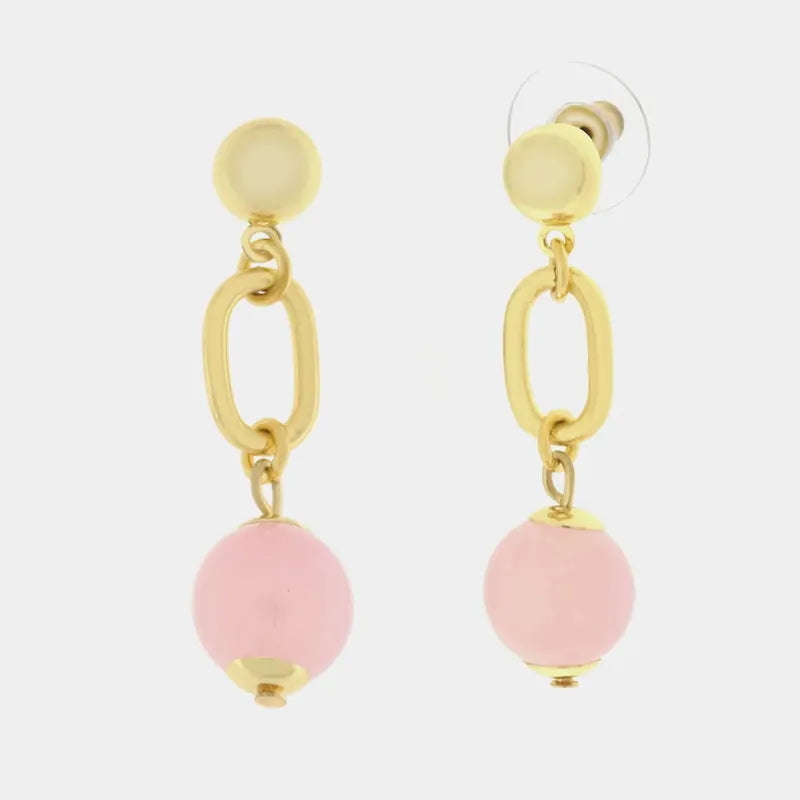 Orecchini a Perno in Oro Rosa 14 Carati con Diamanti Orecchini a Perno in Oro Rosa 14 Carati con Diamanti
