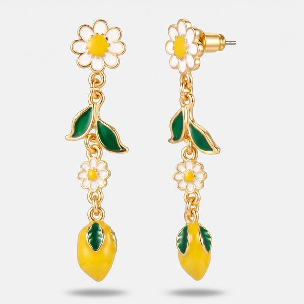Orecchini in Metallo con limoni e fiori - BYSIMON gioielli