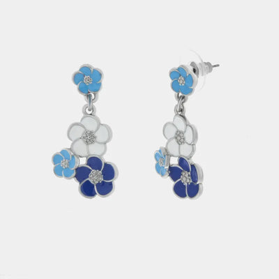 Orecchini in Metallo con fiori blu, azzurri e bianchi - BYSIMON gioielli