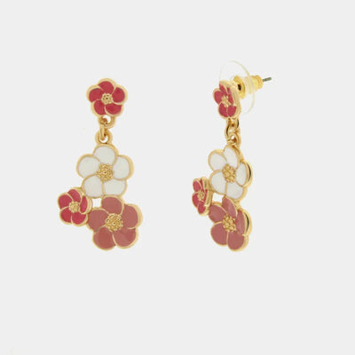 Orecchini in Metallo con fiori rosa e bianchi - BYSIMON gioielli
