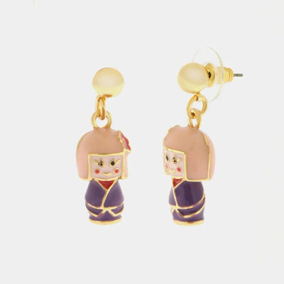Geisha Pendant Metal Earrings