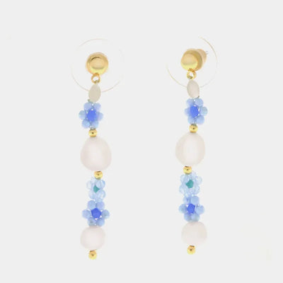 Orecchini in Metallo pendenti con cristalli azzurro