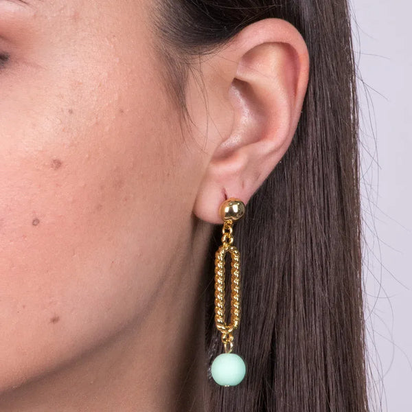 Orecchini in Metallo con cristalli verde
