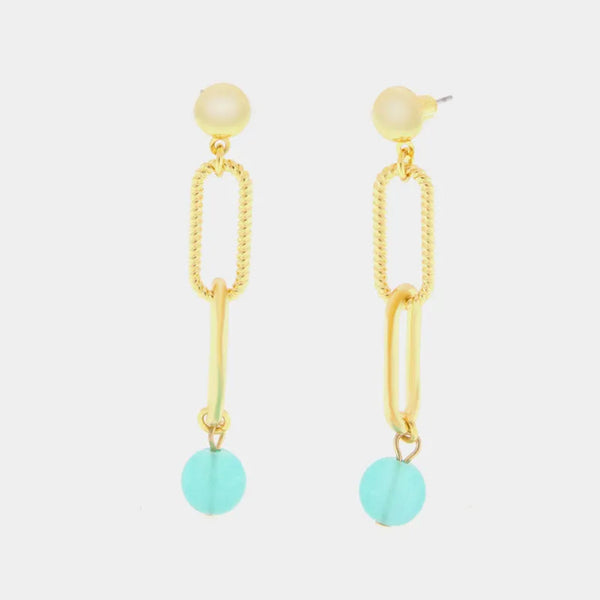 Metal earrings with blue crystal
