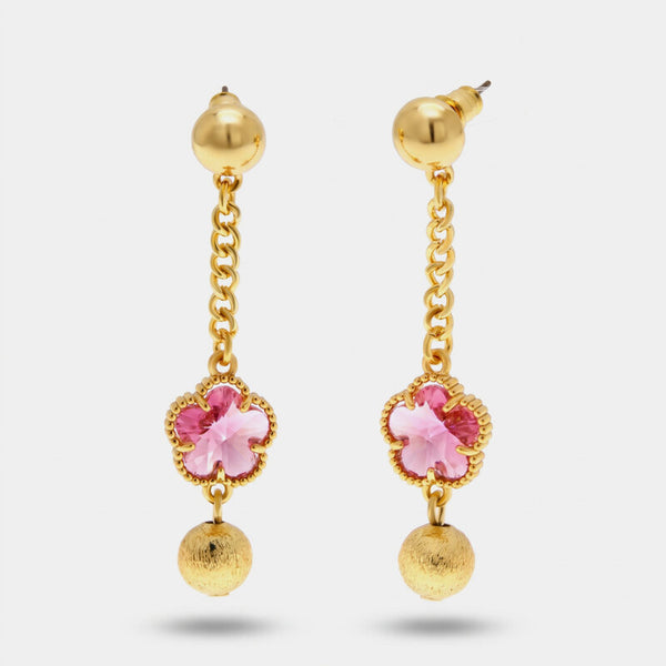 Orecchini in Metallo con fiore rosa - BYSIMON gioielli
