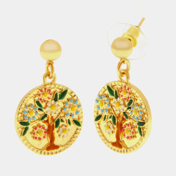 Flower Tree Metal Earrings