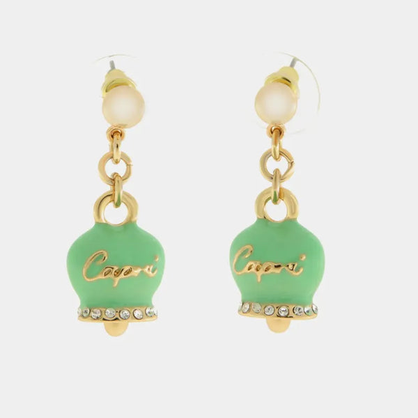 Orecchini in Metallo con campanella verde scritta capri
