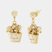 Orecchini in Metallo con borsa bianca scritta capri e perline