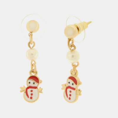 Snowman Pendant Metal Earrings