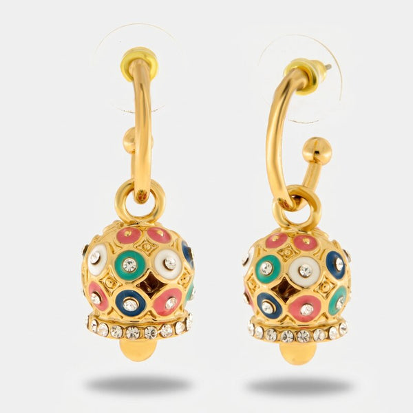 Orecchini in Metallo con campanella a pois multicolor e zirconi - BYSIMON gioielli