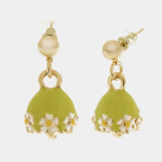 Orecchini in Metallo con campanella verde e fiori