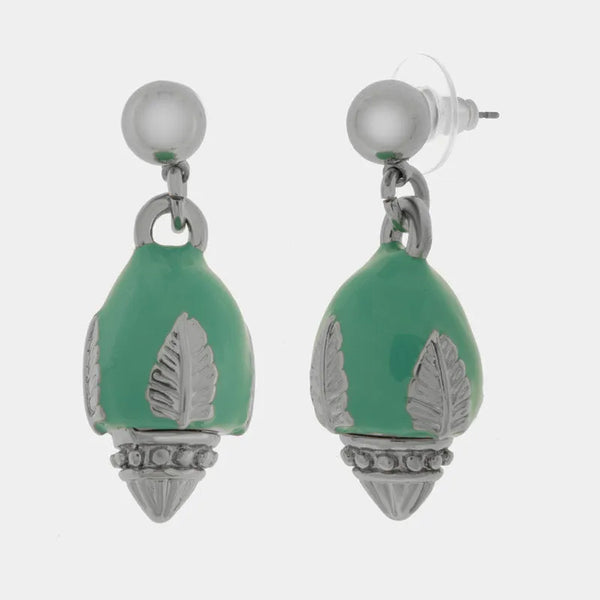 Orecchini in Metallo con pumo verde - BYSIMON gioielli