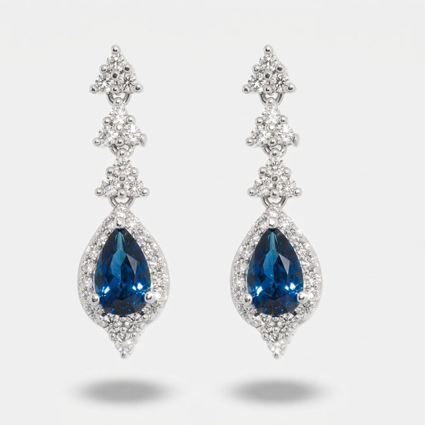 Orecchini in Metallo goccia blu con zirconi - BYSIMON gioielli