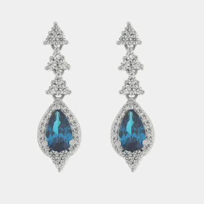 Orecchini in Metallo goccia blu con zirconi