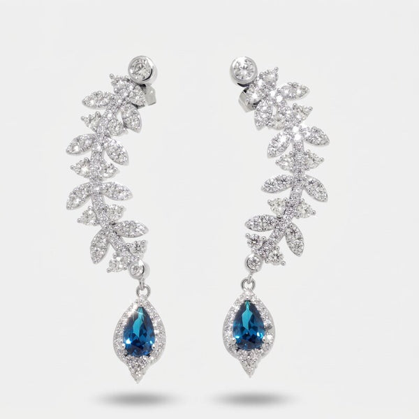 Orecchini in Metallo goccia blu con zirconi - BYSIMON gioielli