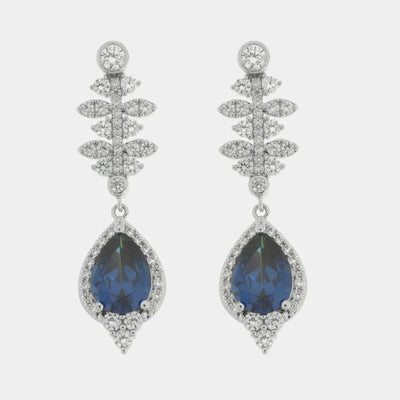 Orecchini in Metallo goccia blu con zirconi