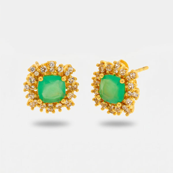 Orecchini in Metallo quadrato verde zirconato - BYSIMON gioielli