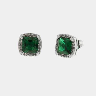 Orecchini in Metallo quadrato zirconato verde