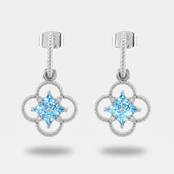 Orecchini in Metallo fiore zirconato azzuro - BYSIMON gioielli