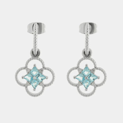 Orecchini in Metallo fiore zirconato azzuro