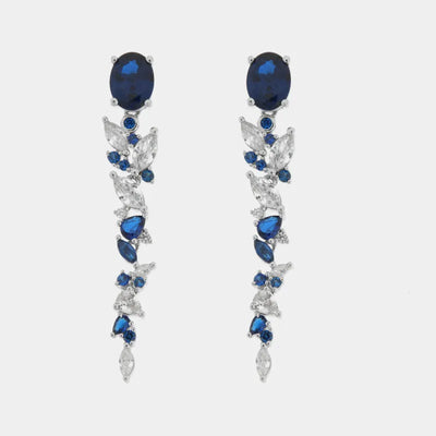 Orecchini in Metallo zirconi pendenti blu