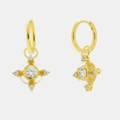 Yellow cross metal earrings