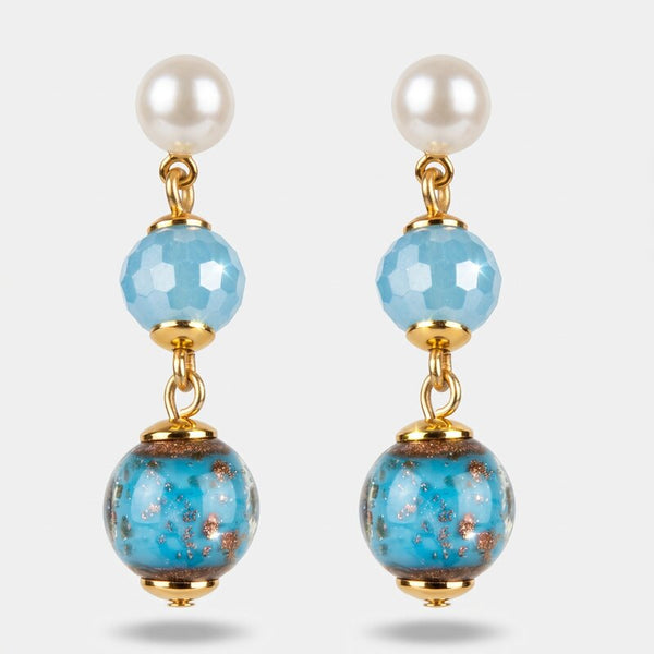 Orecchini in Metallo con cristalli azzurri ispirati al vetro di Murano AMOVENEZIA - gioiello BySimon