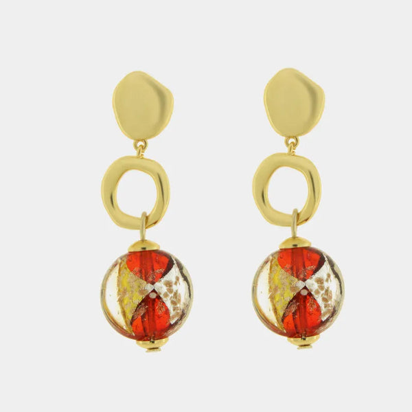 Orecchini in Metallo con cristalli rossi ispirati all'art glass - BYSIMON gioielli
