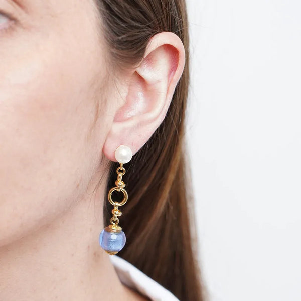 Orecchini in Metallo con cristalli blu ispirati all'art glass - BYSIMON gioielli